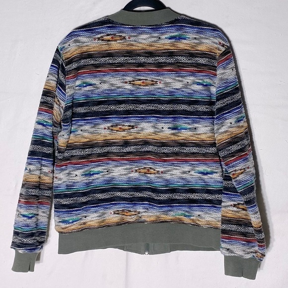 Las Vegas Oversized Sage Green Southwestern Reversible Bomber Jacket M - Picture 3 of 13